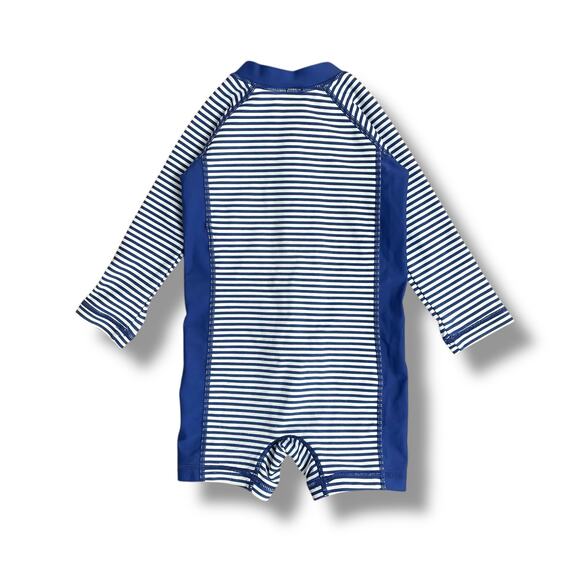 Hanna Andersson Blue Stripe Long Sleeve One Piece Rash Guard Swimsuit 75 12-18M - Picture 7 of 12